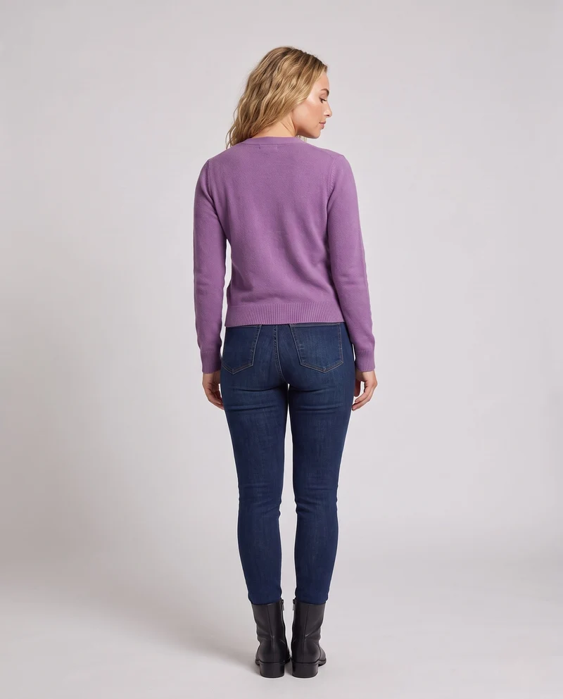 Damen Feiner V-Ausschnitt Kaschmir-Cardigan mit Perlmuttknöpfen Nord Taschen