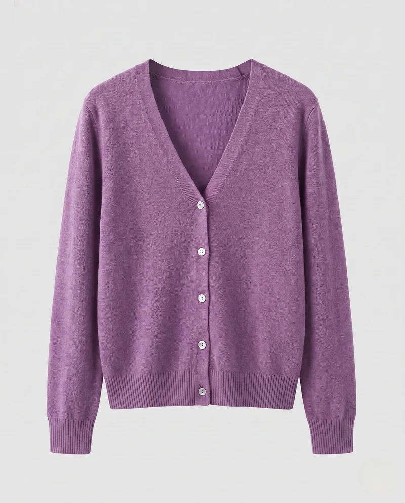 Damen Feiner V-Ausschnitt Kaschmir-Cardigan mit Perlmuttknöpfen Nord Taschen