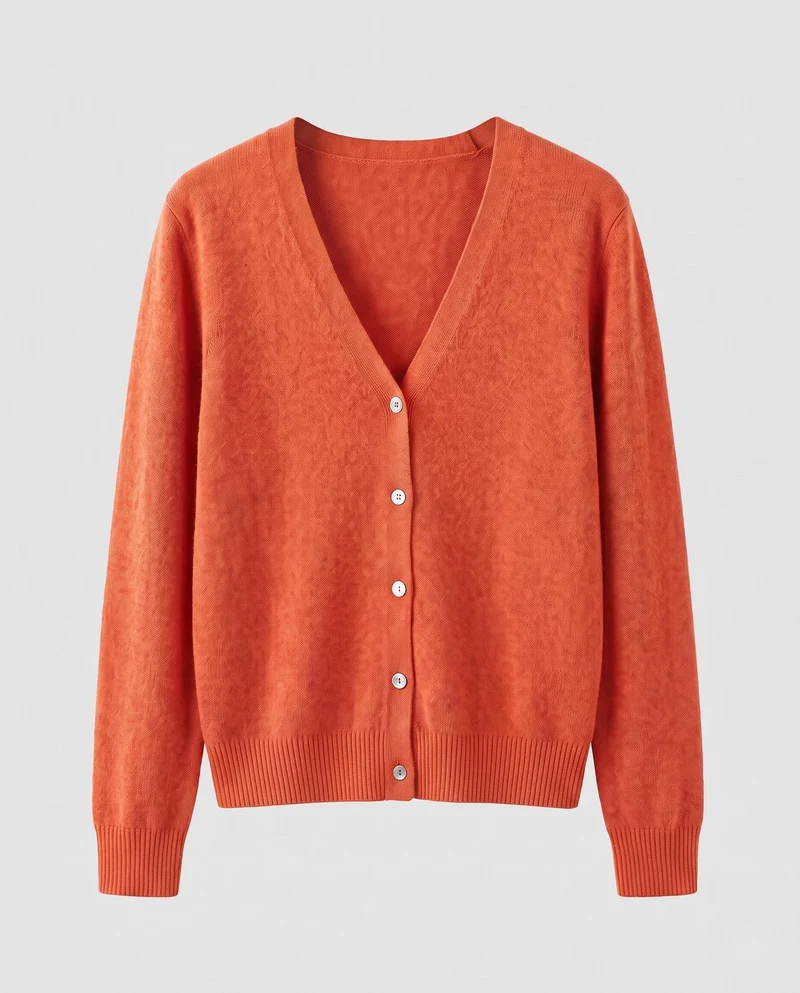 Damen Feiner V-Ausschnitt Kaschmir-Cardigan mit Perlmuttknöpfen Nord Taschen