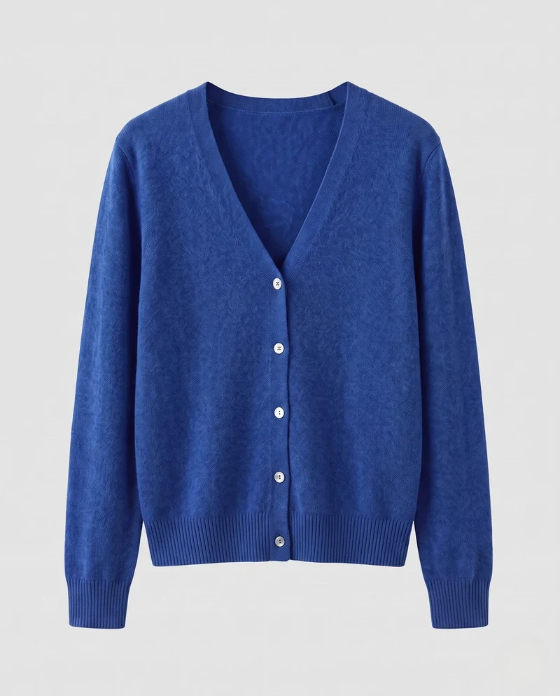 Damen Feiner V-Ausschnitt Kaschmir-Cardigan mit Perlmuttknöpfen Nord Taschen
