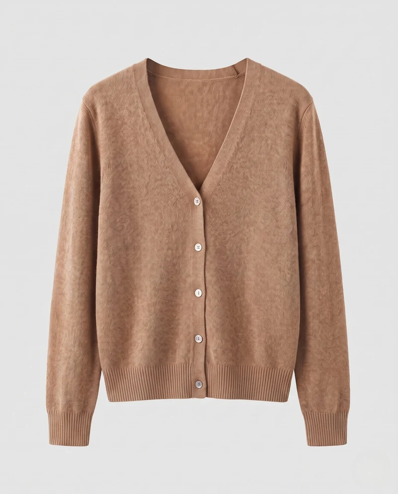 Damen Feiner V-Ausschnitt Kaschmir-Cardigan mit Perlmuttknöpfen Nord Taschen