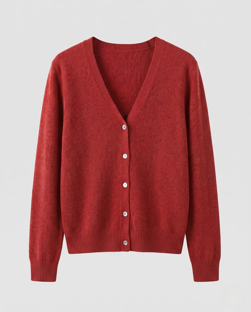 Damen Feiner V-Ausschnitt Kaschmir-Cardigan mit Perlmuttknöpfen Nord Taschen