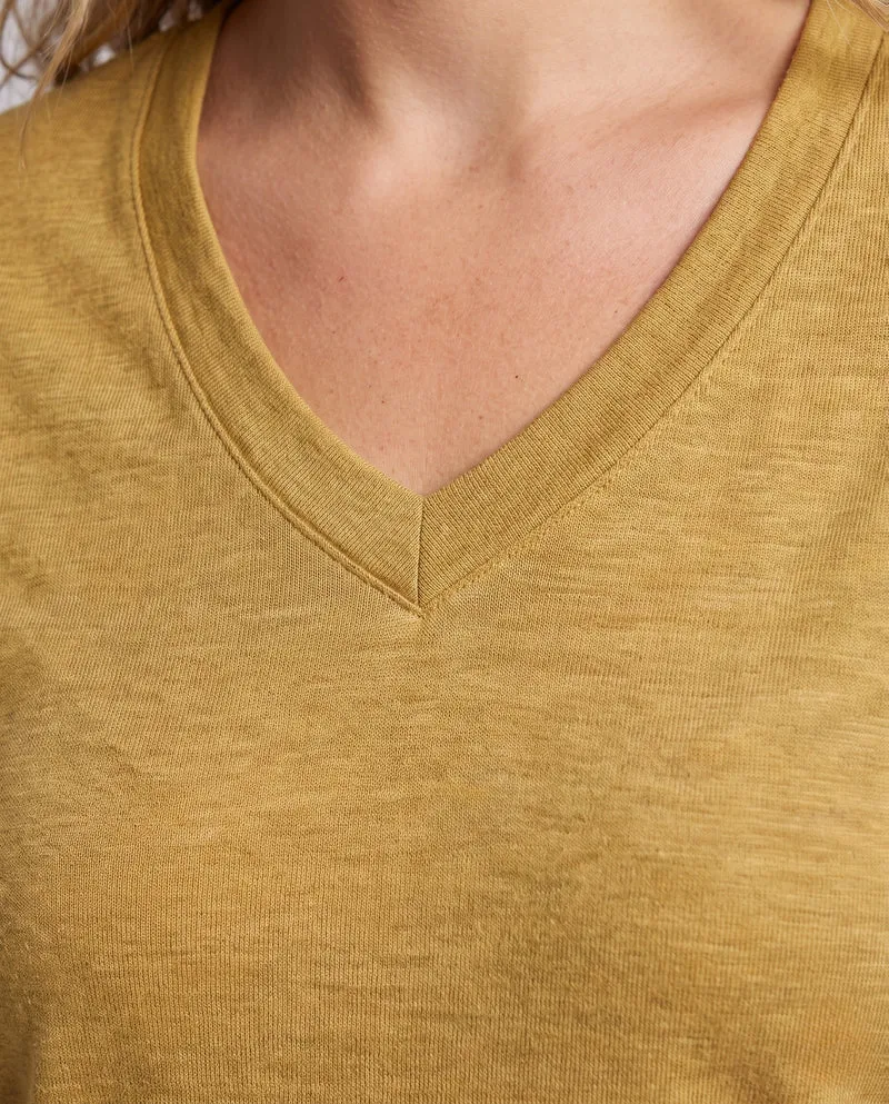 Damen Feiner V-Ausschnitt-Feinstrickpullover mit fließender Silhouette Nord Taschen