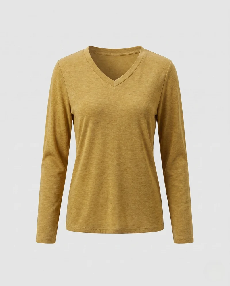 Damen Feiner V-Ausschnitt-Feinstrickpullover mit fließender Silhouette Nord Taschen