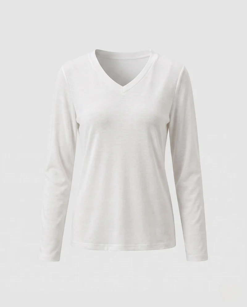Damen Feiner V-Ausschnitt-Feinstrickpullover mit fließender Silhouette Nord Taschen