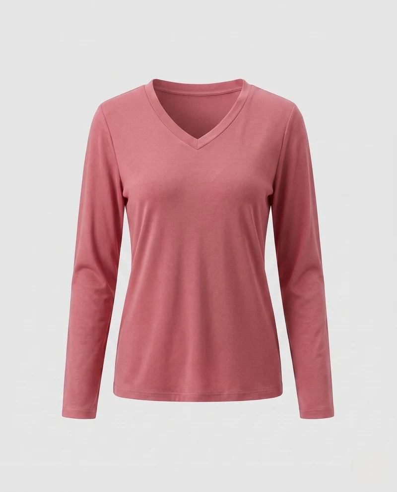 Damen Feiner V-Ausschnitt-Feinstrickpullover mit fließender Silhouette Nord Taschen