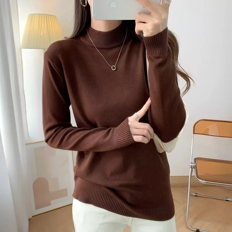 Damen Feiner Langarm-Feinstrickpullover mit schmalem Stehkragen und gerippten Bündchen Nord Taschen