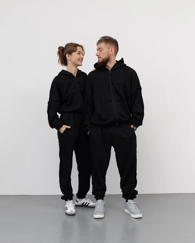 Unisex Oversize Hoodie-Set aus weichem Fleece mit Reißverschluss und Jogginghose Nord Taschen