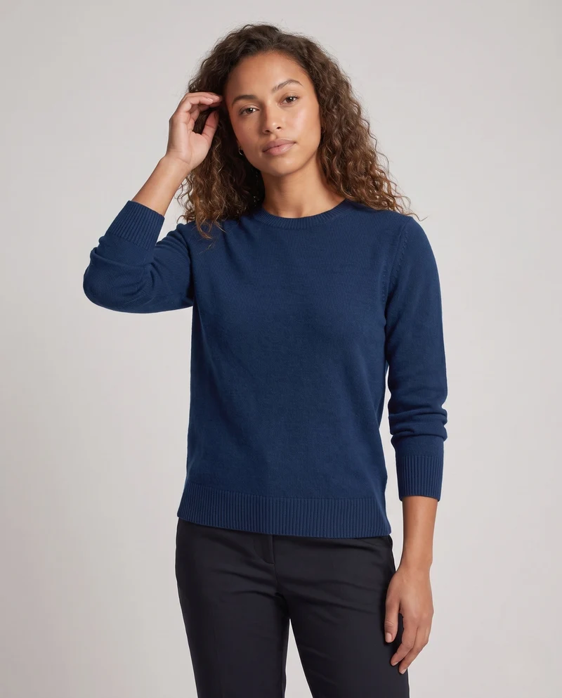 Damen Feiner Flauschpullover mit Rundhals, schmaler Rippenkante und leichtem Mohair‑Effekt Nord Taschen