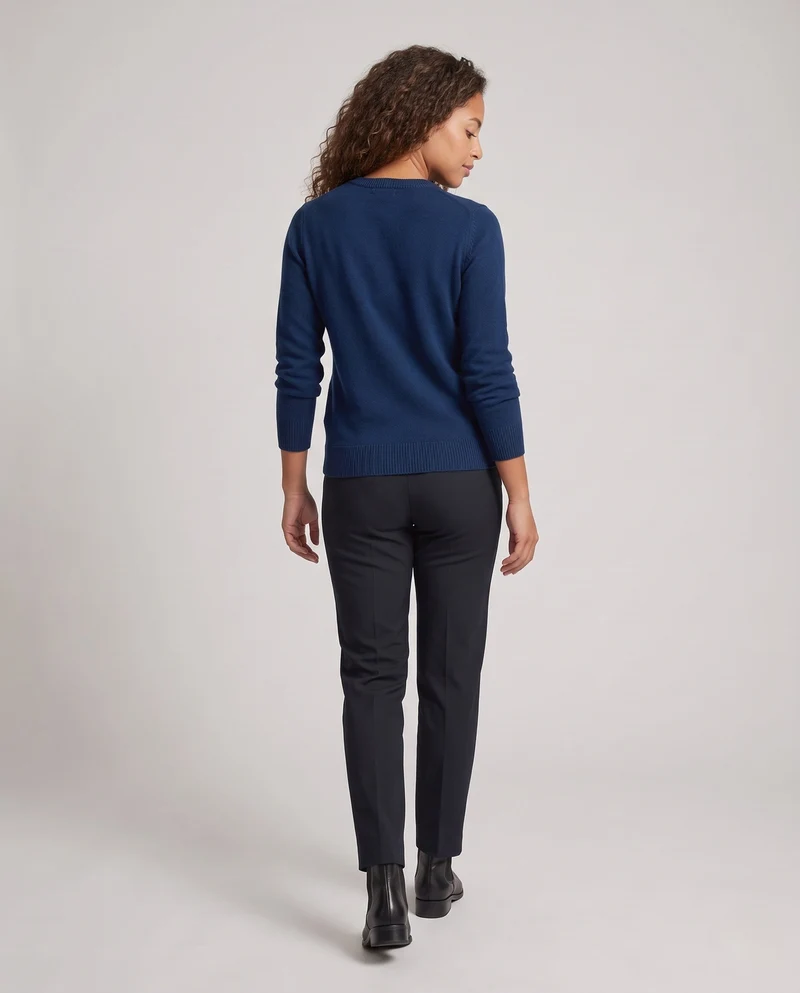Damen Feiner Flauschpullover mit Rundhals, schmaler Rippenkante und leichtem Mohair‑Effekt Nord Taschen