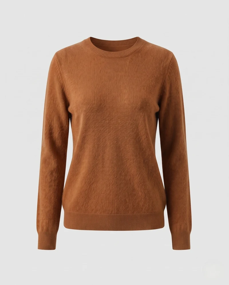 Damen Feiner Flauschpullover mit Rundhals, schmaler Rippenkante und leichtem Mohair‑Effekt Nord Taschen