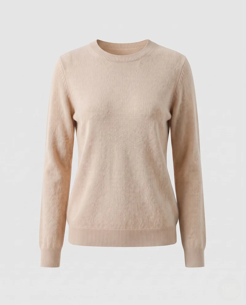 Damen Feiner Flauschpullover mit Rundhals, schmaler Rippenkante und leichtem Mohair‑Effekt Nord Taschen