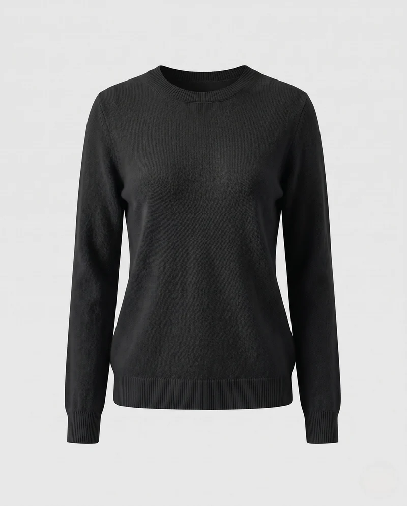 Damen Feiner Flauschpullover mit Rundhals, schmaler Rippenkante und leichtem Mohair‑Effekt Nord Taschen