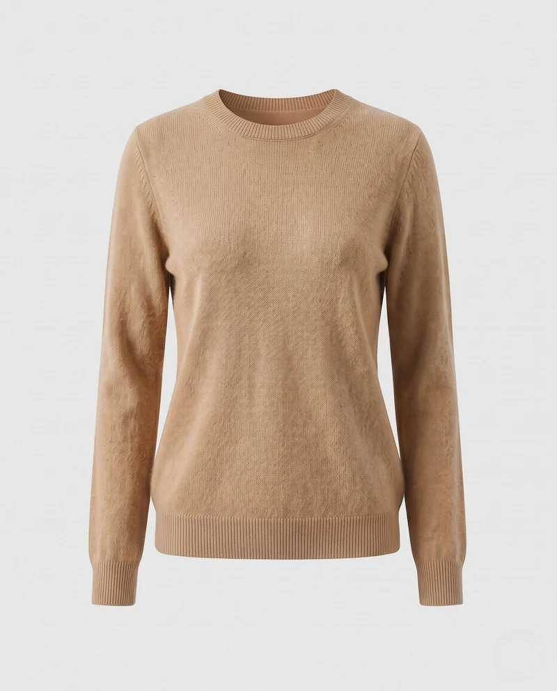 Damen Feiner Flauschpullover mit Rundhals, schmaler Rippenkante und leichtem Mohair‑Effekt Nord Taschen