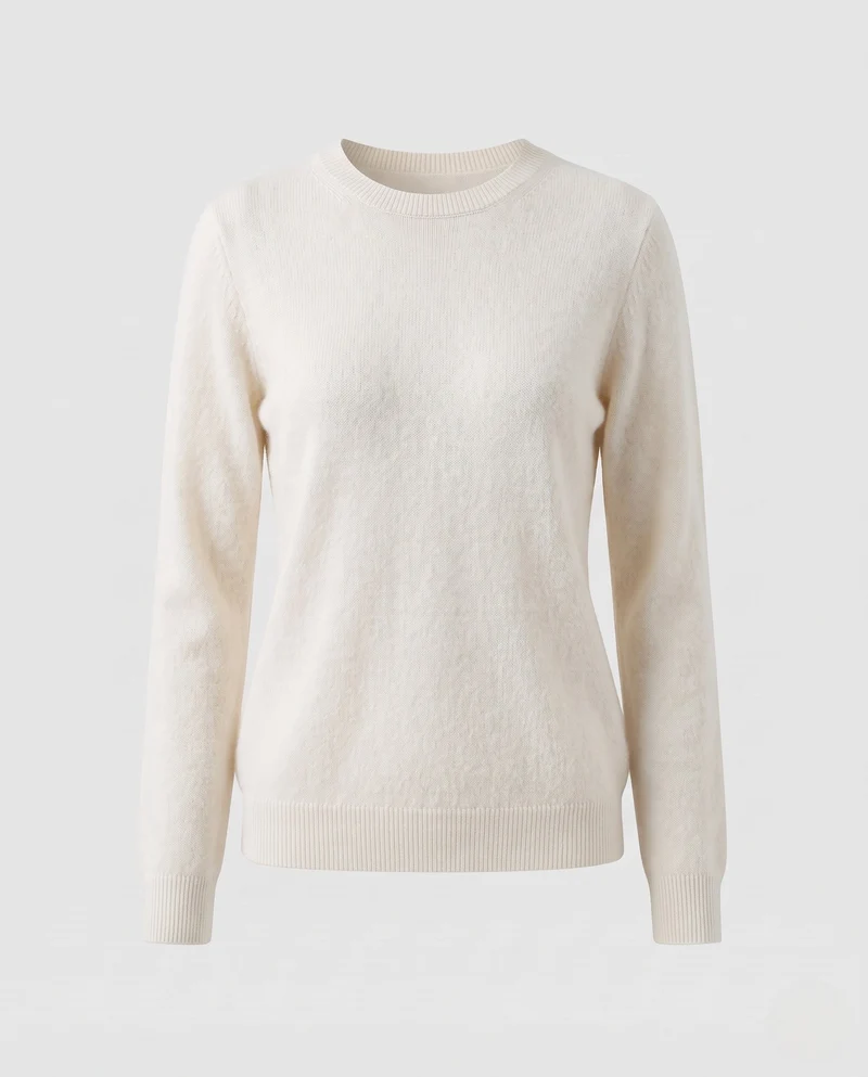 Damen Feiner Flauschpullover mit Rundhals, schmaler Rippenkante und leichtem Mohair‑Effekt Nord Taschen