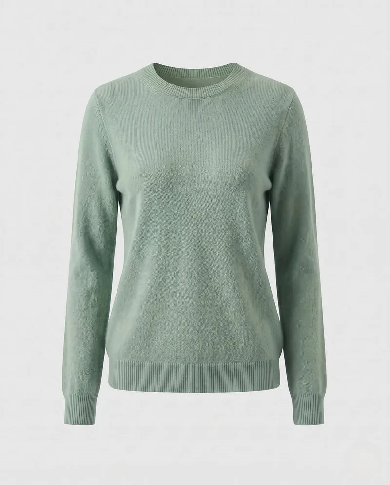 Damen Feiner Flauschpullover mit Rundhals, schmaler Rippenkante und leichtem Mohair‑Effekt Nord Taschen