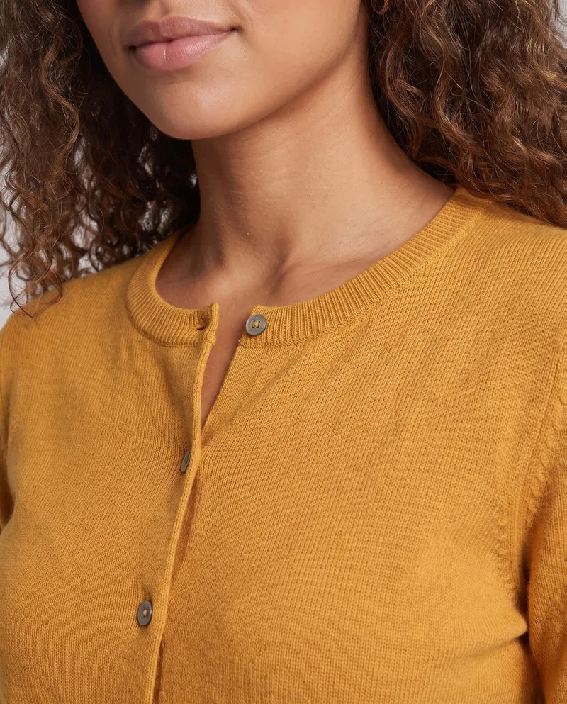 Damen Feiner Cashmere-Mix Rundhals-Cardigan mit Knopfleiste Nord Taschen