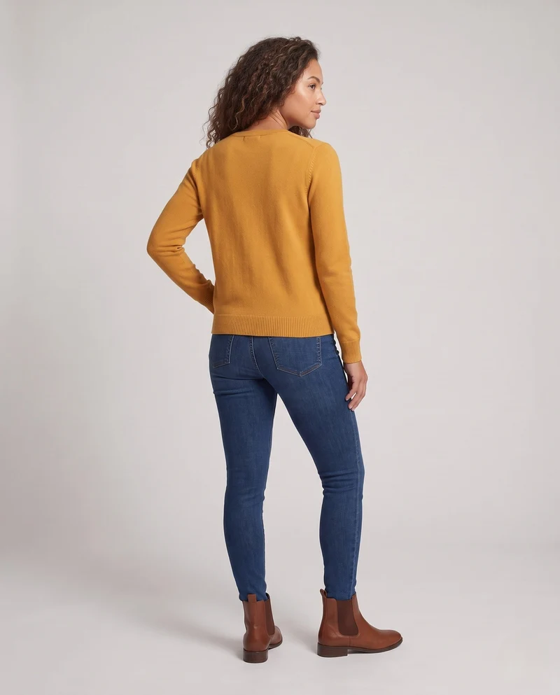 Damen Feiner Cashmere-Mix Rundhals-Cardigan mit Knopfleiste Nord Taschen