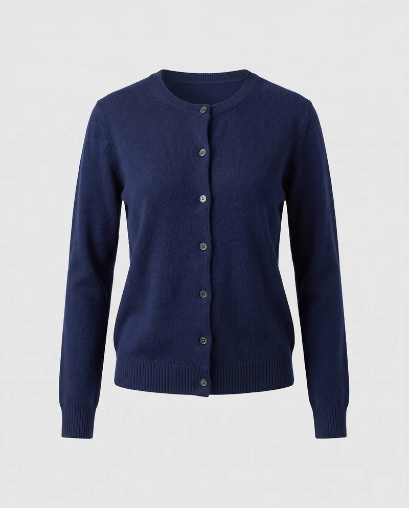 Damen Feiner Cashmere-Mix Rundhals-Cardigan mit Knopfleiste Nord Taschen