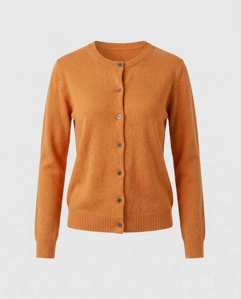 Damen Feiner Cashmere-Mix Rundhals-Cardigan mit Knopfleiste Nord Taschen