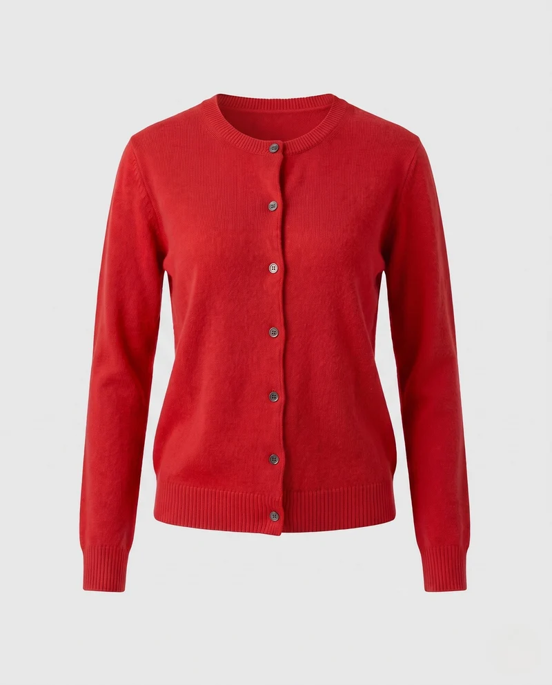 Damen Feiner Cashmere-Mix Rundhals-Cardigan mit Knopfleiste Nord Taschen