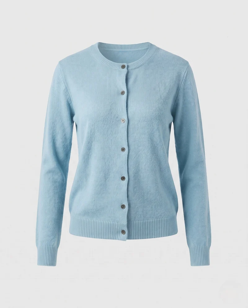 Damen Feiner Cashmere-Mix Rundhals-Cardigan mit Knopfleiste Nord Taschen