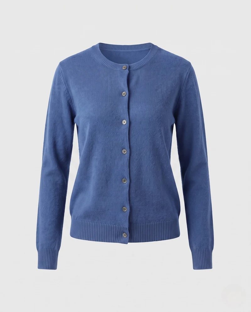 Damen Feiner Cashmere-Mix Rundhals-Cardigan mit Knopfleiste Nord Taschen