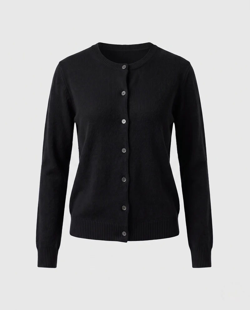 Damen Feiner Cashmere-Mix Rundhals-Cardigan mit Knopfleiste Nord Taschen