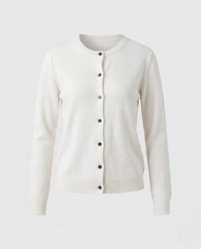 Damen Feiner Cashmere-Mix Rundhals-Cardigan mit Knopfleiste Nord Taschen
