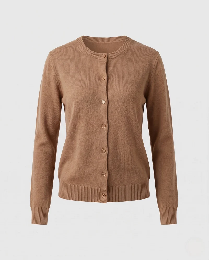 Damen Feiner Cashmere-Mix Rundhals-Cardigan mit Knopfleiste Nord Taschen