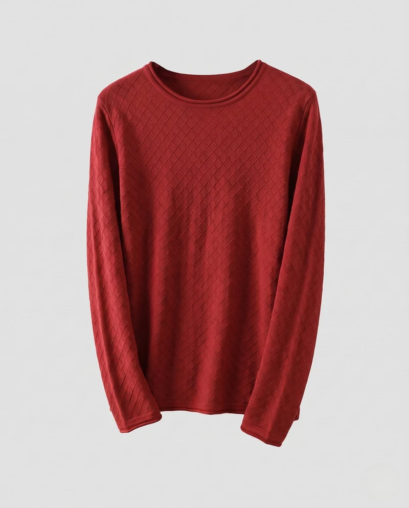 Damen Feiner Ajour‑Strickpullover mit Rundhalsausschnitt und leichter kastiger Silhouette Nord Taschen