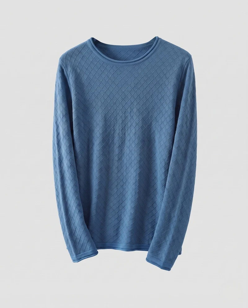 Damen Feiner Ajour‑Strickpullover mit Rundhalsausschnitt und leichter kastiger Silhouette Nord Taschen