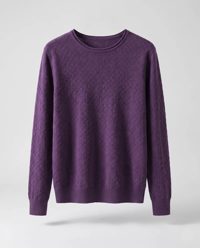 Damen Feiner Ajour‑Strickpullover mit Rundhalsausschnitt und leichter kastiger Silhouette Nord Taschen