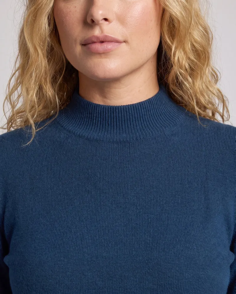 Damen Feiner Angora‑Look Pullover mit kurzem Stehkragen und flauschiger Oberfläche Nord Taschen
