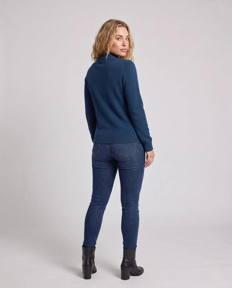 Damen Feiner Angora‑Look Pullover mit kurzem Stehkragen und flauschiger Oberfläche Nord Taschen
