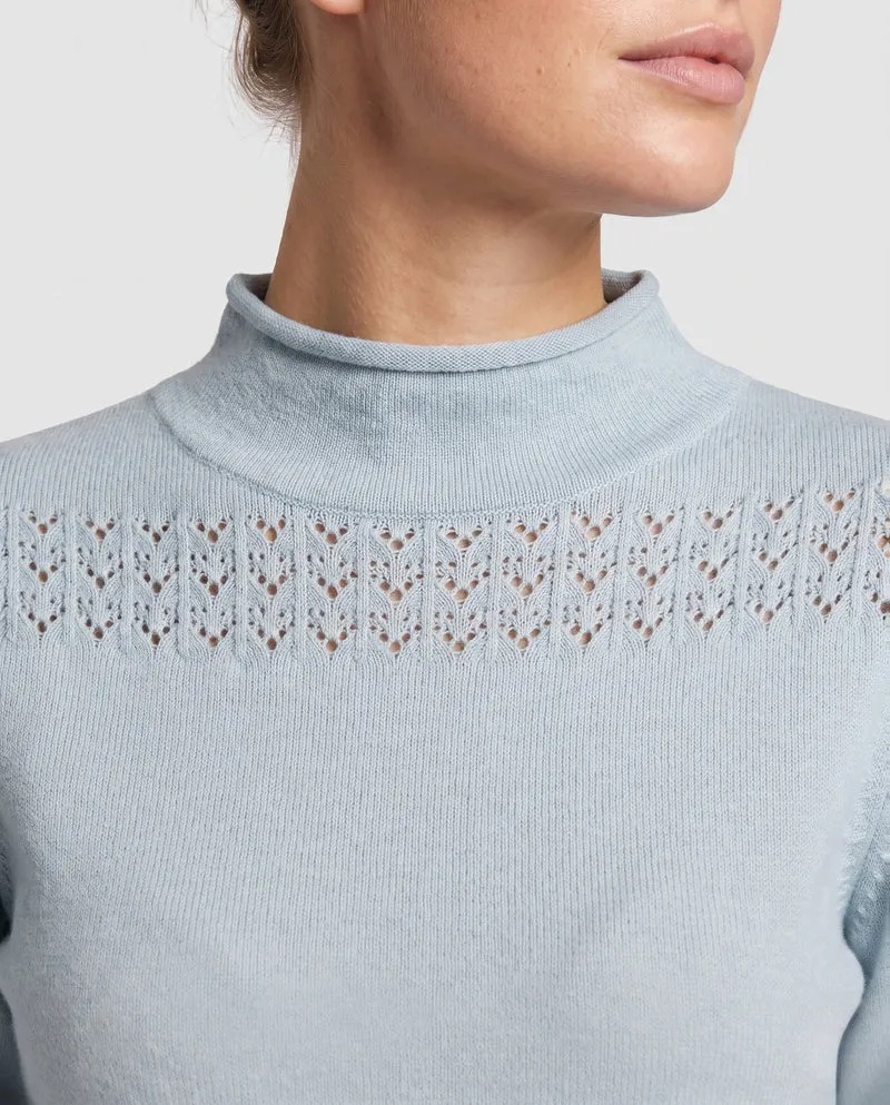 Damen Feiner Ajour-Mockneckpullover mit kastiger Silhouette Nord Taschen