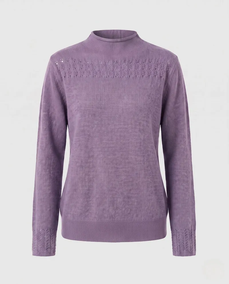Damen Feiner Ajour-Mockneckpullover mit kastiger Silhouette Nord Taschen