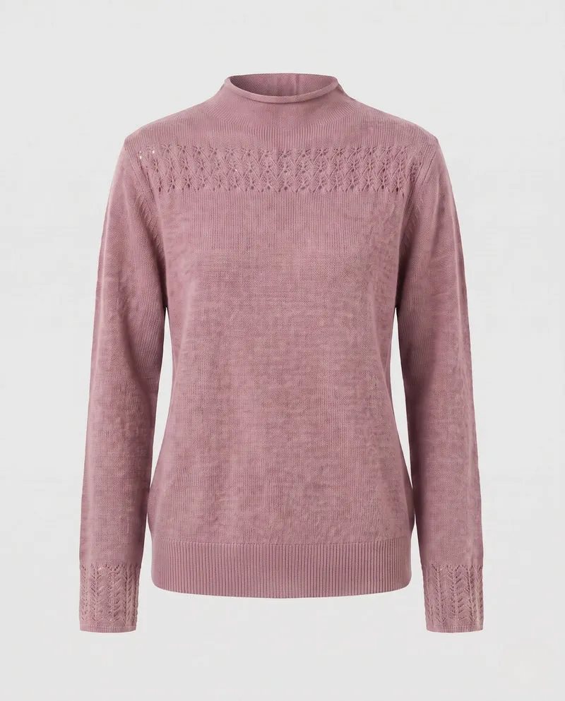 Damen Feiner Ajour-Mockneckpullover mit kastiger Silhouette Nord Taschen