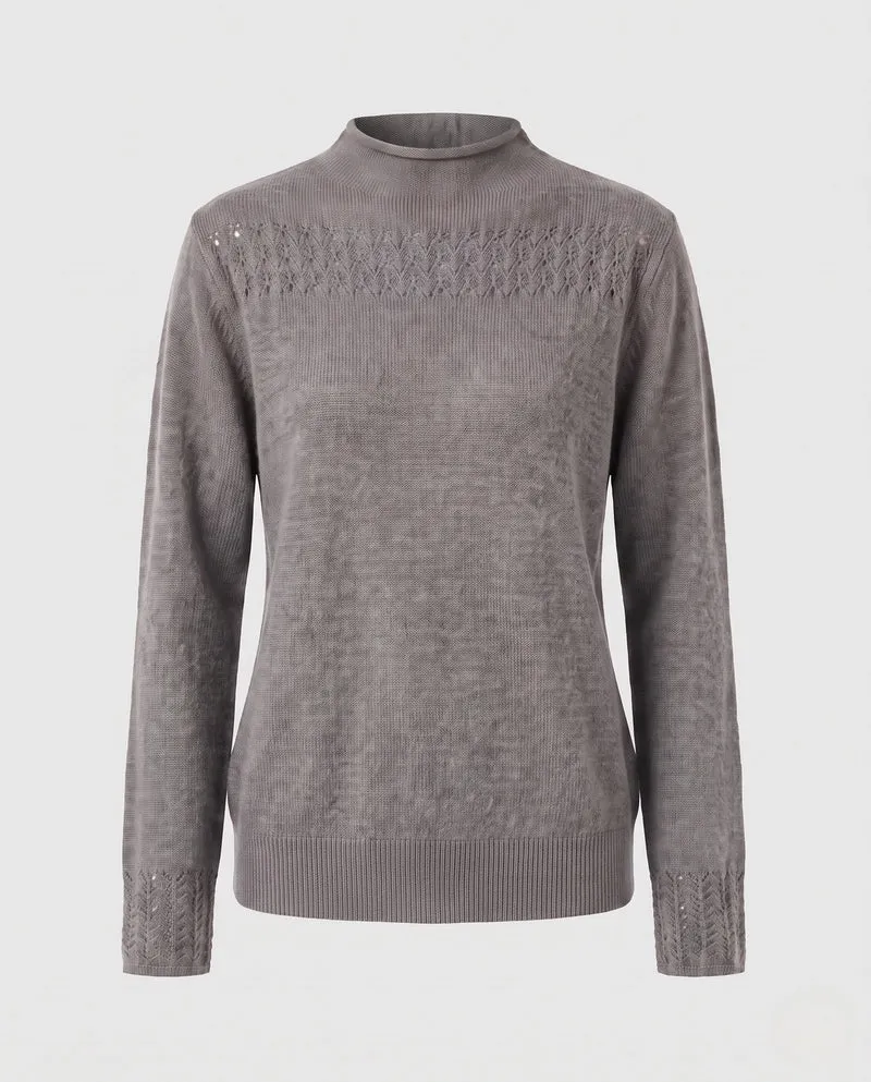 Damen Feiner Ajour-Mockneckpullover mit kastiger Silhouette Nord Taschen