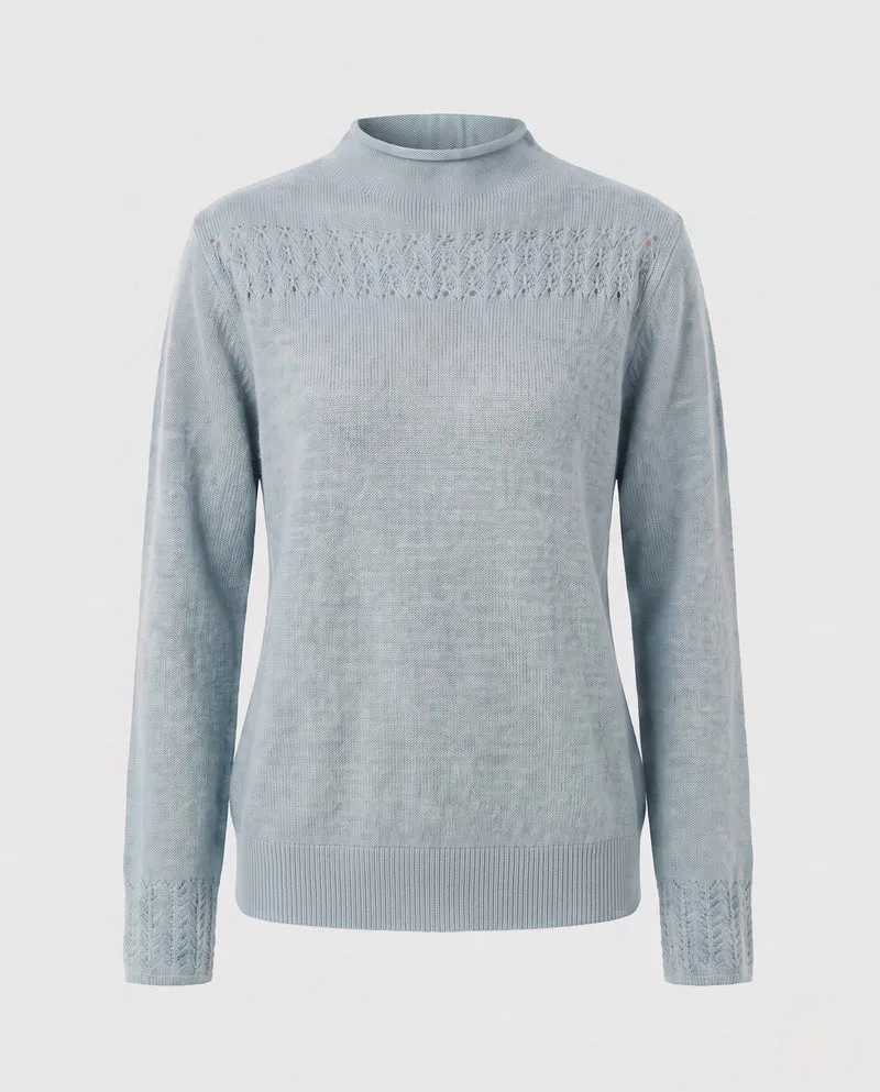 Damen Feiner Ajour-Mockneckpullover mit kastiger Silhouette Nord Taschen