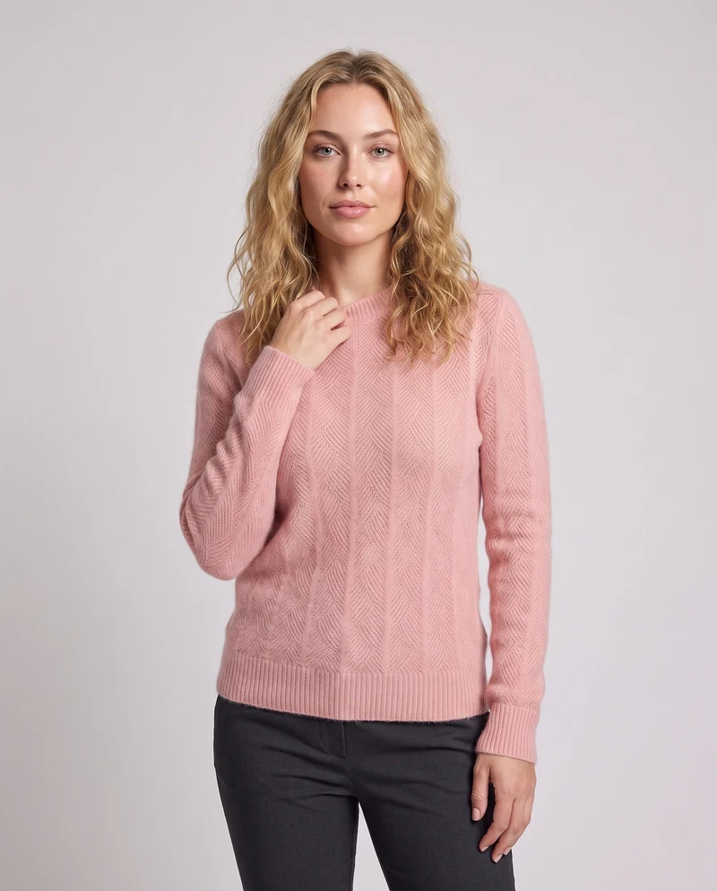 Damen Feiner Ajour-Strickpullover mit Blattmuster und weichem Mohair‑Effekt Nord Taschen