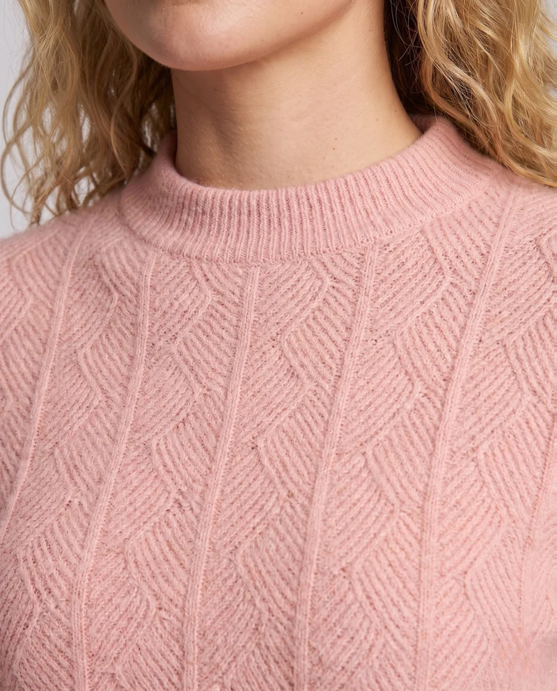 Damen Feiner Ajour-Strickpullover mit Blattmuster und weichem Mohair‑Effekt Nord Taschen
