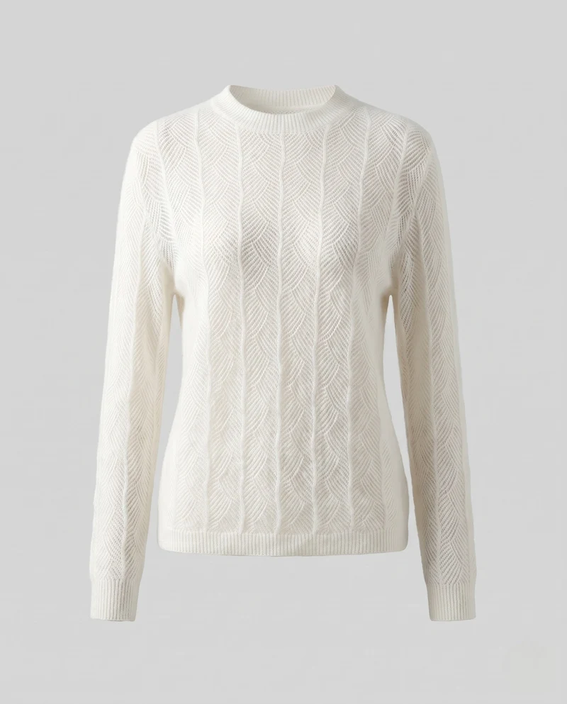 Damen Feiner Ajour-Strickpullover mit Blattmuster und weichem Mohair‑Effekt Nord Taschen