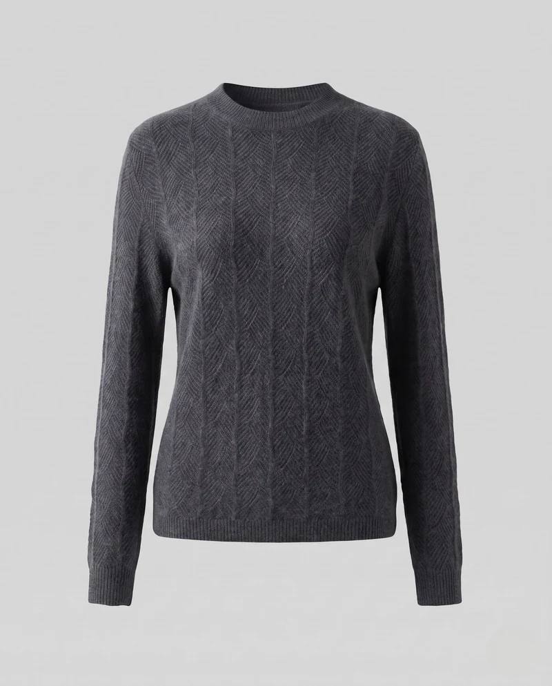 Damen Feiner Ajour-Strickpullover mit Blattmuster und weichem Mohair‑Effekt Nord Taschen