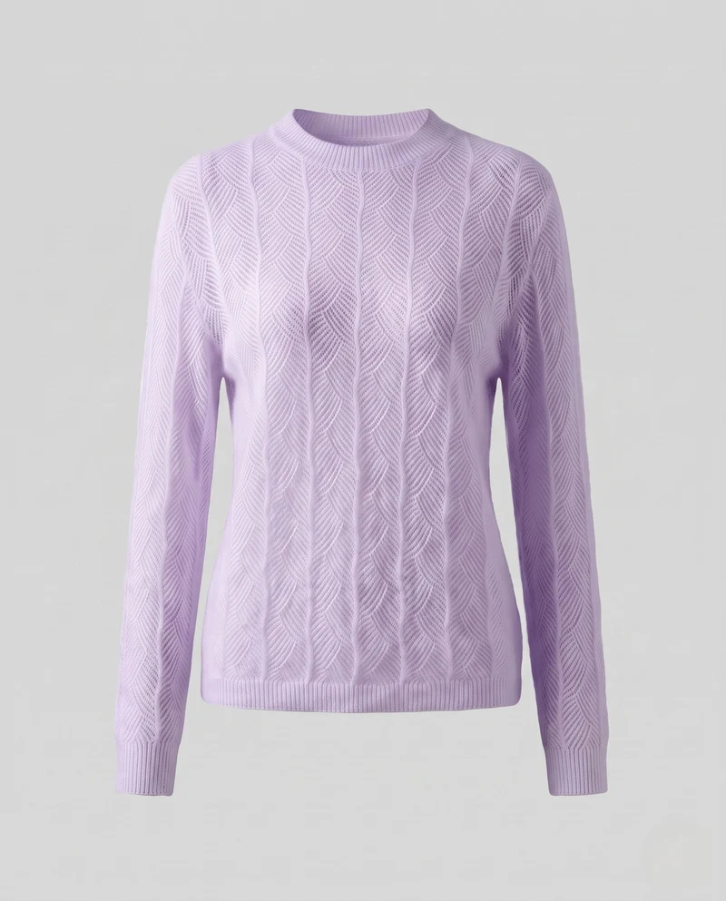 Damen Feiner Ajour-Strickpullover mit Blattmuster und weichem Mohair‑Effekt Nord Taschen