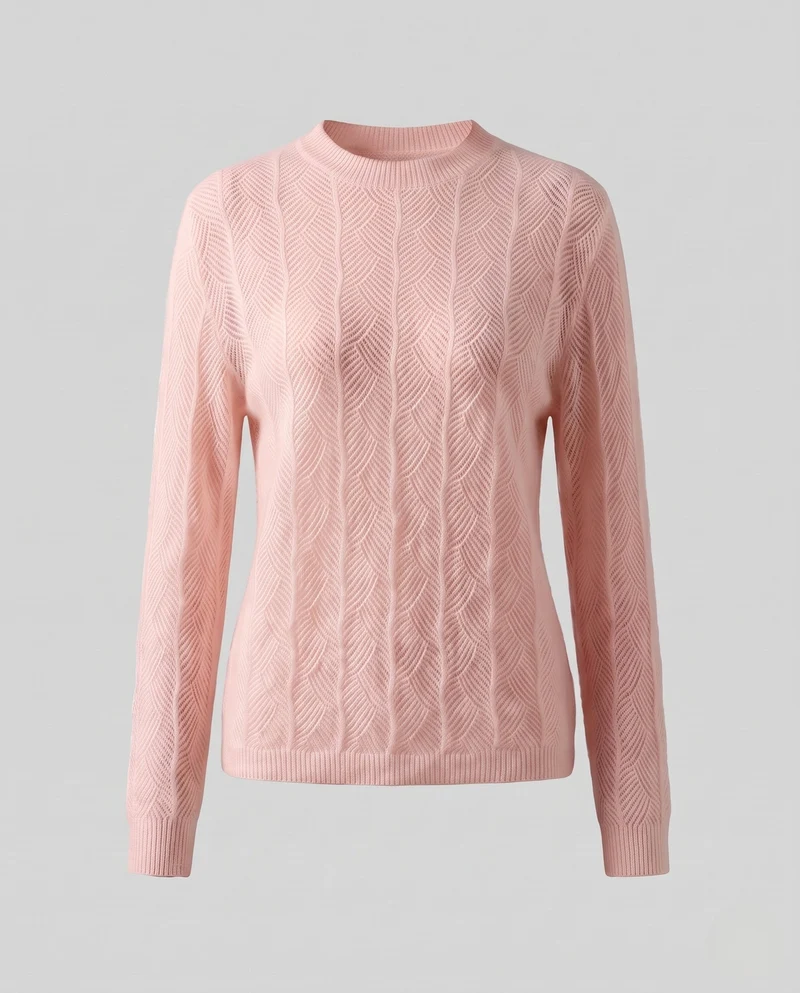 Damen Feiner Ajour-Strickpullover mit Blattmuster und weichem Mohair‑Effekt Nord Taschen