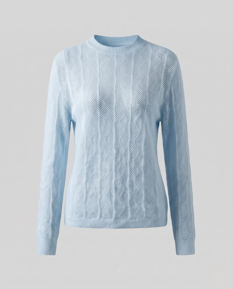 Damen Feiner Ajour-Strickpullover mit Blattmuster und weichem Mohair‑Effekt Nord Taschen