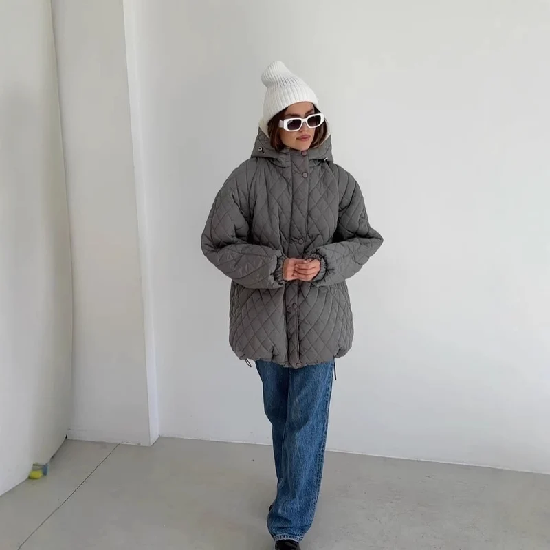 Damen Oversize Steppjacke mit Teddyfutter und Kapuze Nord Taschen