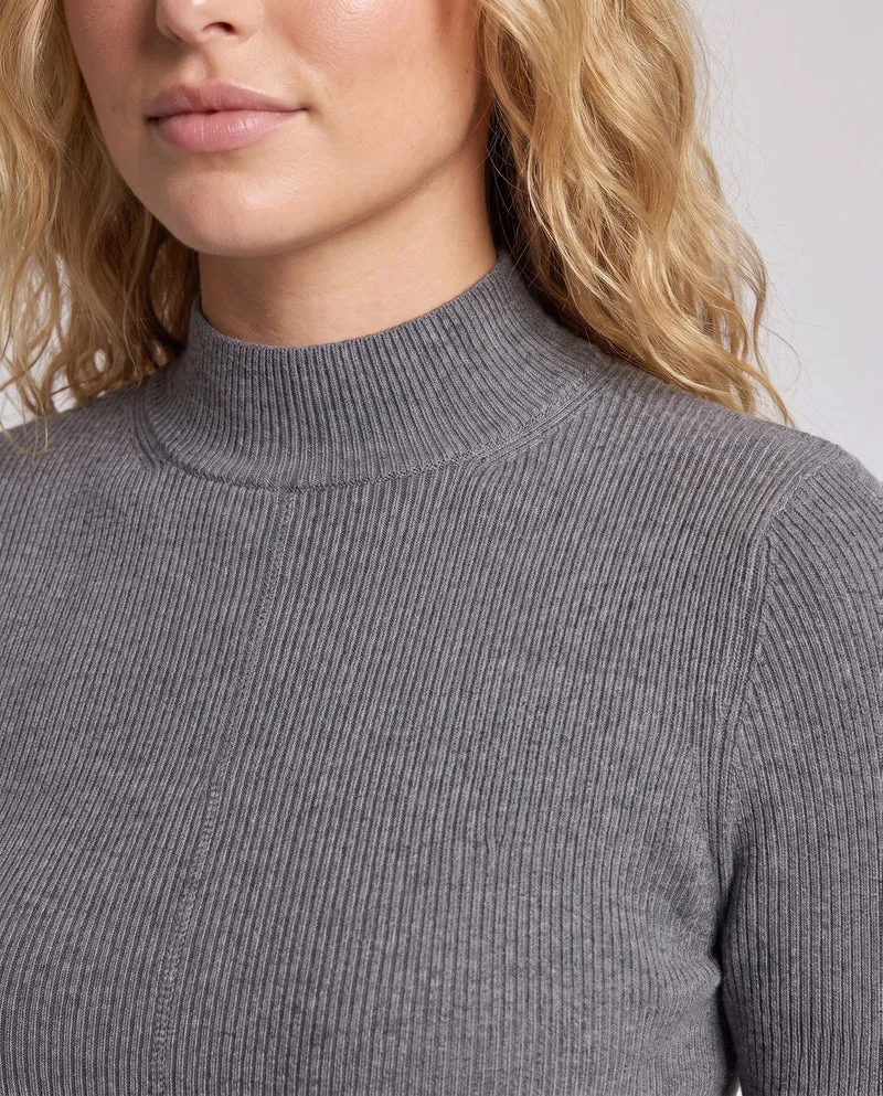 Damen Halbarm Feinstrickpullover mit kurzem Stehkragen und figurbetonter Passform Nord Taschen