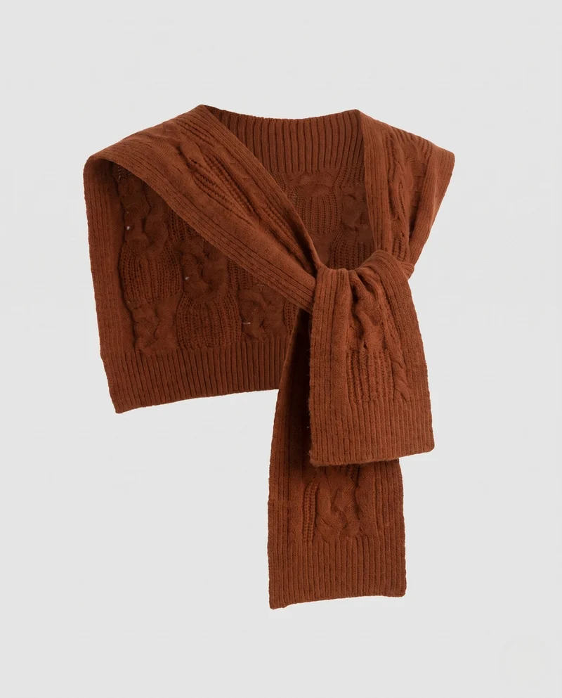 Damen Grobstrick-Schultertuch mit Zopfmuster und Kurzpullover-Schnitt Nord Taschen